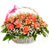 basket of coral roses with babys breath. Madagascar